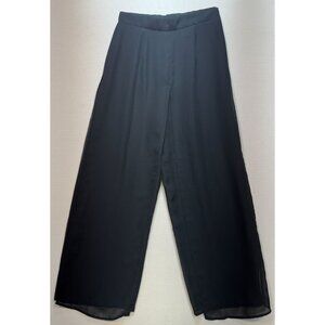 J.B.S. Women's Overlay Chiffon Pants Wide Leg Size 10 Black Lightweight Pull On
